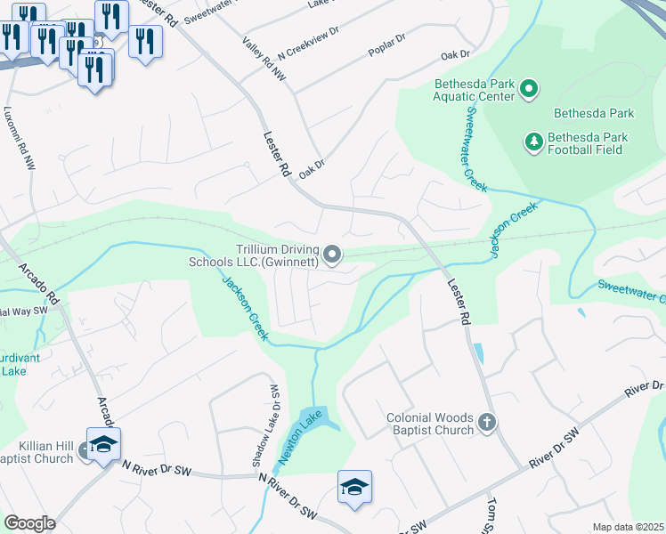 map of restaurants, bars, coffee shops, grocery stores, and more near 3775 Jackson Shoals Court Southwest in Lawrenceville