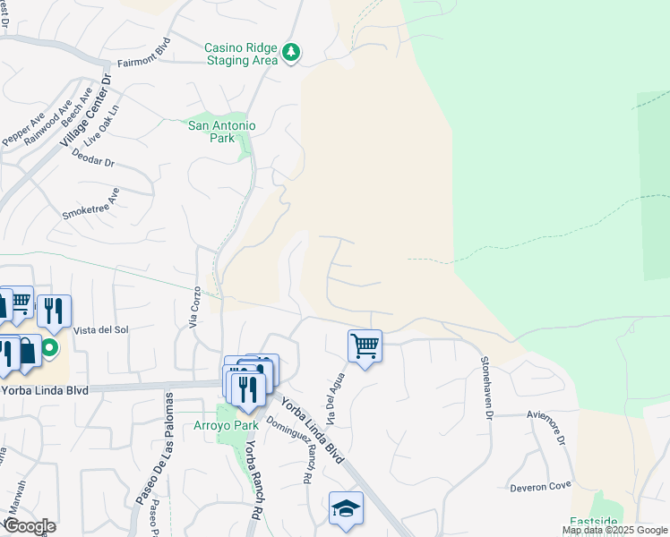 map of restaurants, bars, coffee shops, grocery stores, and more near in Yorba Linda