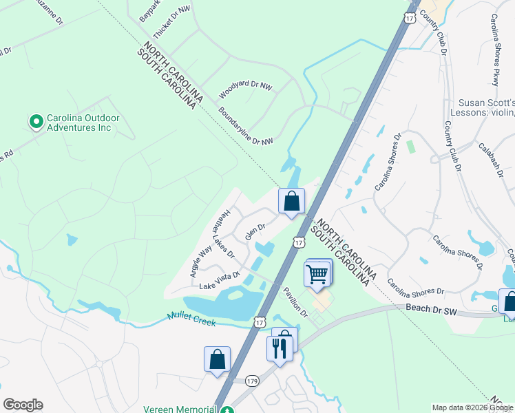map of restaurants, bars, coffee shops, grocery stores, and more near 2485 Burning Tree Lane in Little River
