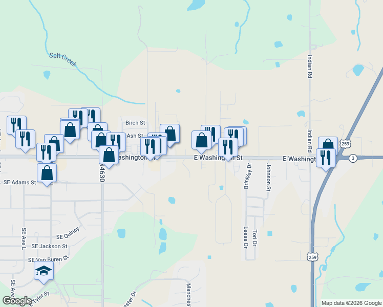 map of restaurants, bars, coffee shops, grocery stores, and more near 1926 Southeast Washington Street in Idabel
