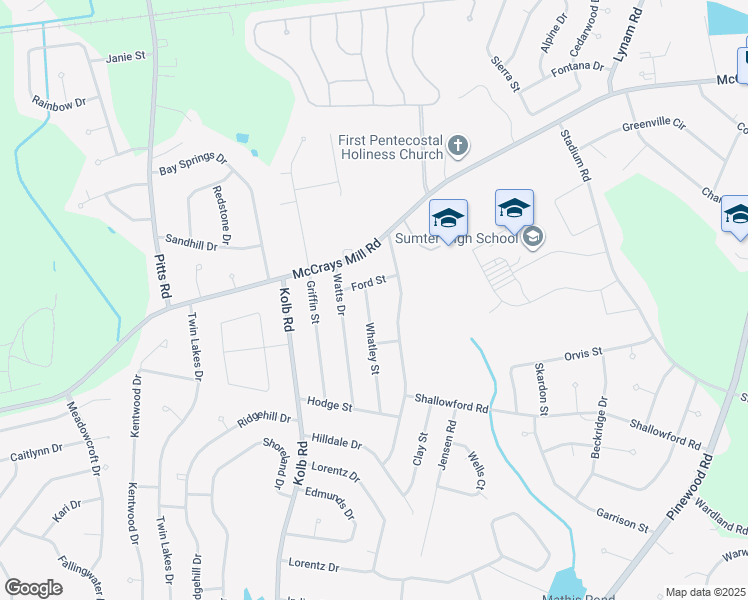 map of restaurants, bars, coffee shops, grocery stores, and more near 859 Whatley Street in Sumter