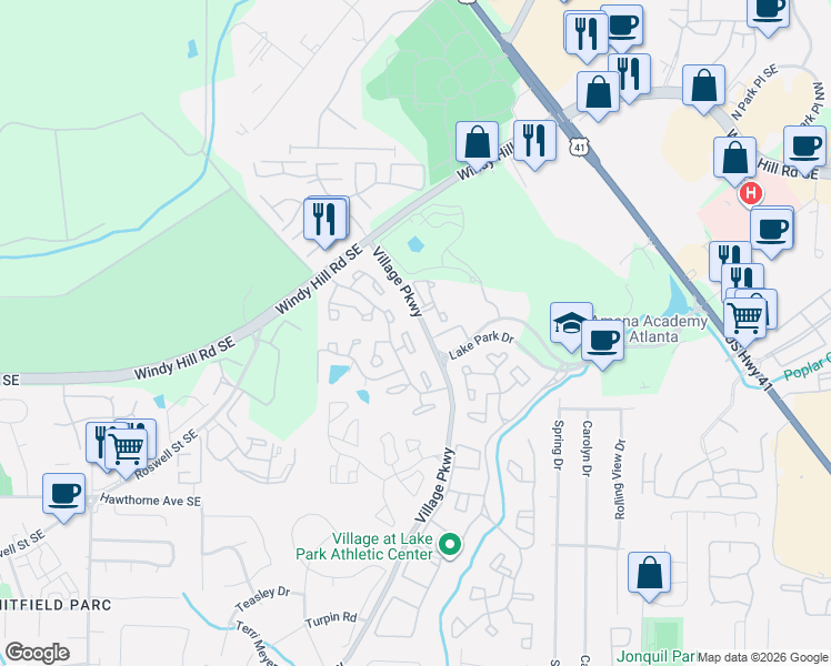 map of restaurants, bars, coffee shops, grocery stores, and more near 48 Arbor End in Smyrna