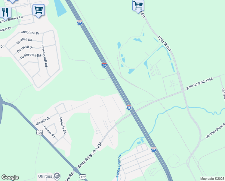 map of restaurants, bars, coffee shops, grocery stores, and more near 221 Super Drive in West Columbia