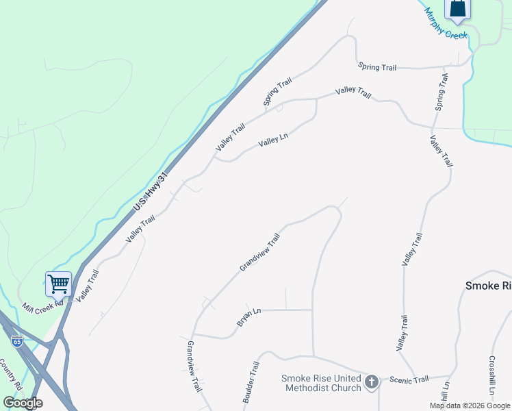map of restaurants, bars, coffee shops, grocery stores, and more near 1281 Grandview Trail in Warrior