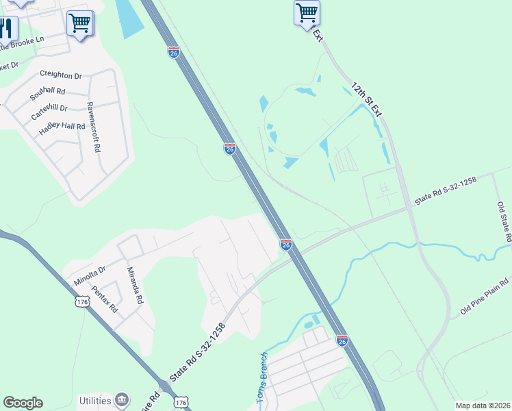 map of restaurants, bars, coffee shops, grocery stores, and more near 221 Super Drive in West Columbia