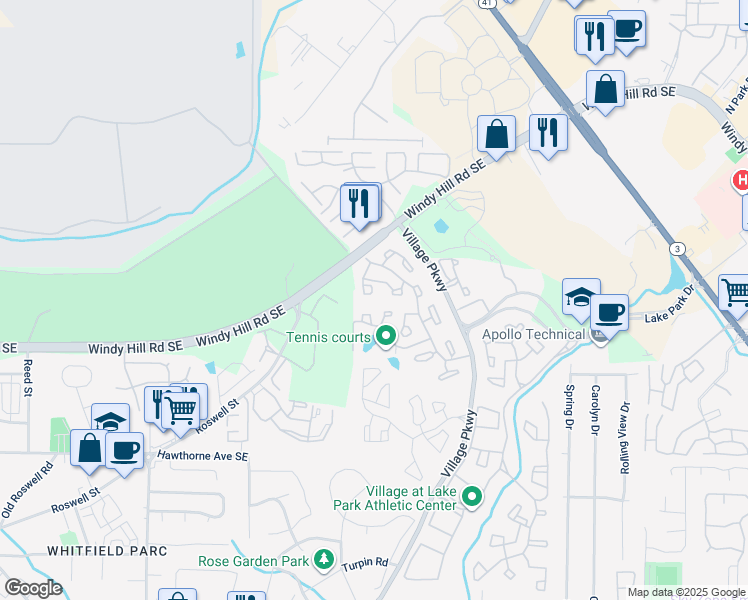 map of restaurants, bars, coffee shops, grocery stores, and more near 66 Fair Haven Way in Smyrna