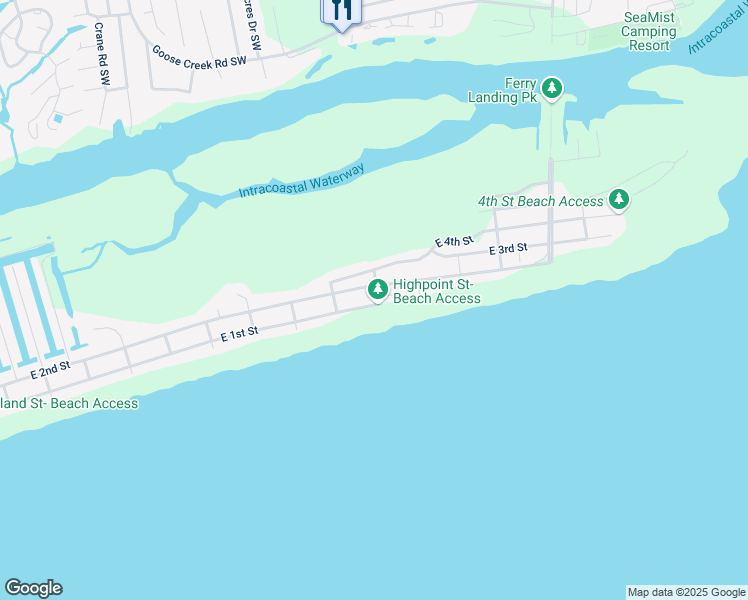 map of restaurants, bars, coffee shops, grocery stores, and more near 414 E 1st St in Ocean Isle Beach