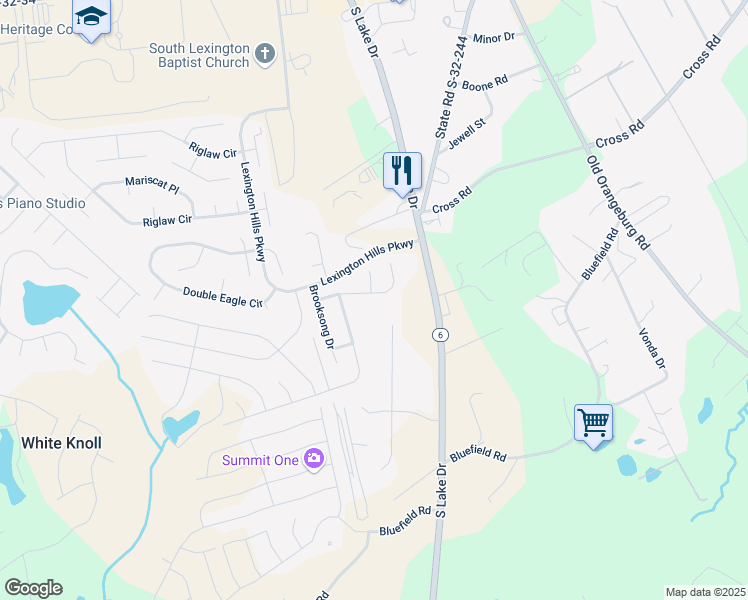 map of restaurants, bars, coffee shops, grocery stores, and more near 223 Foxhall Drive in Lexington