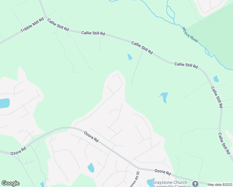 map of restaurants, bars, coffee shops, grocery stores, and more near 1439 Sierra Ridge Place Southeast in Loganville