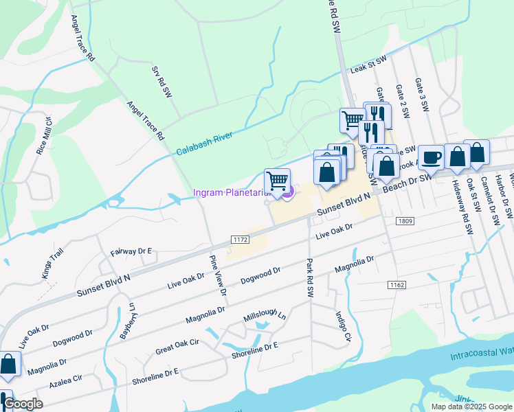 map of restaurants, bars, coffee shops, grocery stores, and more near 1791 Queen Anne in Sunset Beach