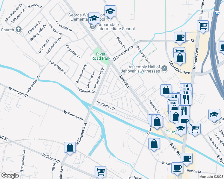 map of restaurants, bars, coffee shops, grocery stores, and more near 860 Foxtail Drive in Corona