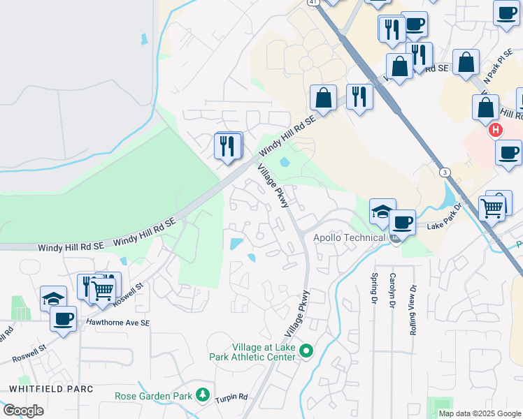 map of restaurants, bars, coffee shops, grocery stores, and more near 101 Fair Haven Way in Smyrna