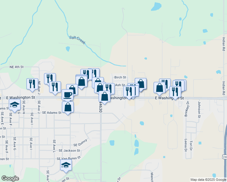 map of restaurants, bars, coffee shops, grocery stores, and more near 105 North Brookwood Drive in Idabel