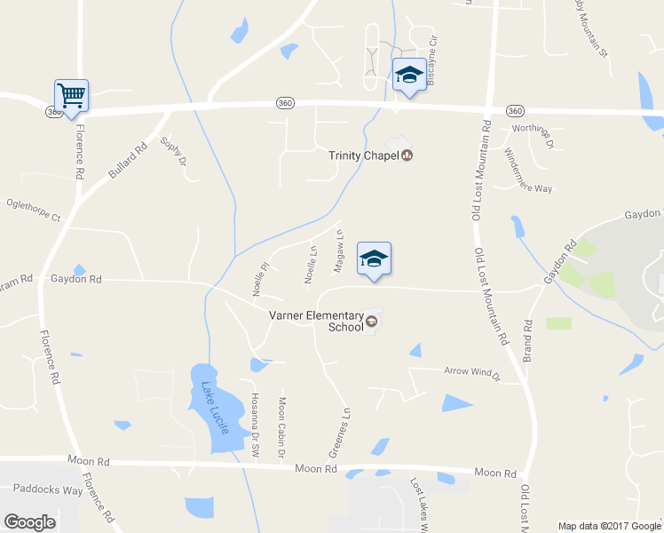map of restaurants, bars, coffee shops, grocery stores, and more near 2338 Magaw Lane in Powder Springs