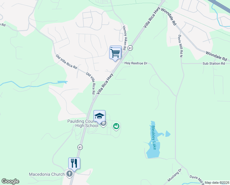 map of restaurants, bars, coffee shops, grocery stores, and more near 1023 Villa Rica Highway in Dallas