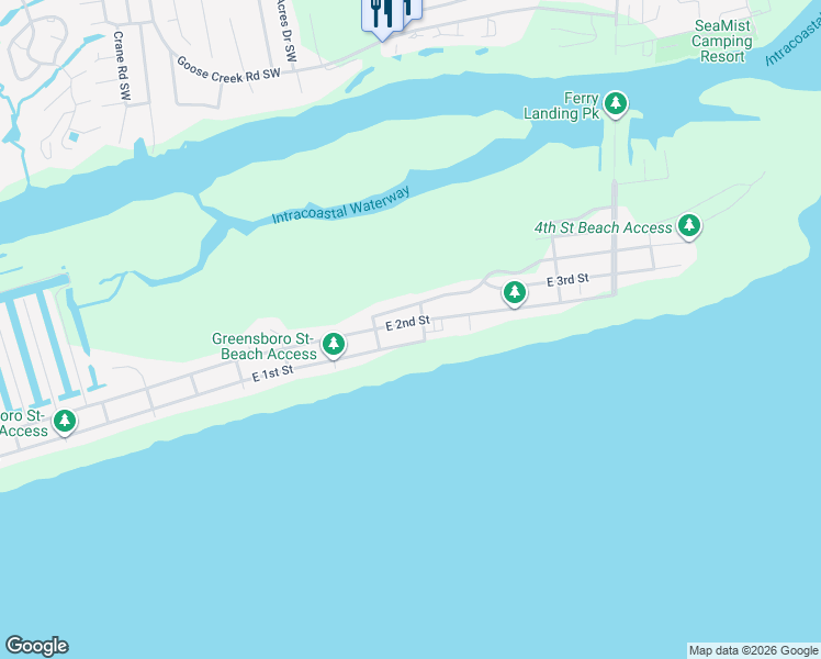 map of restaurants, bars, coffee shops, grocery stores, and more near 323-383 E 2nd St in Ocean Isle Beach