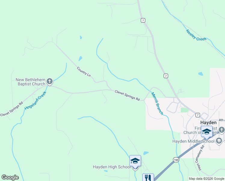 map of restaurants, bars, coffee shops, grocery stores, and more near 1977 Clevet Springs Road in Hayden