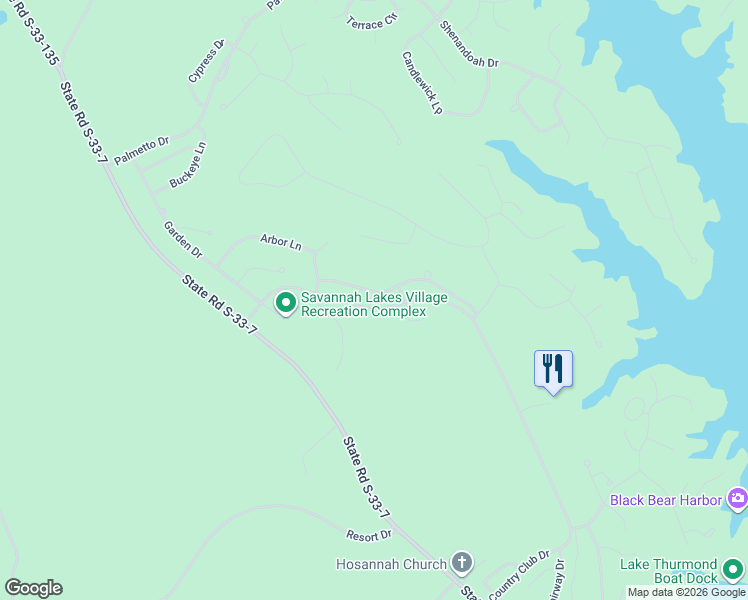 map of restaurants, bars, coffee shops, grocery stores, and more near 327 Mulberry Lane in McCormick