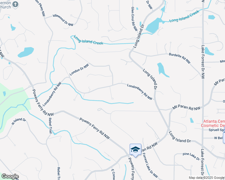 map of restaurants, bars, coffee shops, grocery stores, and more near 388 Londonberry Road Northwest in Atlanta
