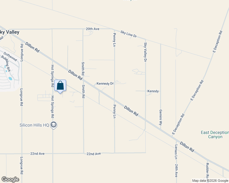 map of restaurants, bars, coffee shops, grocery stores, and more near Penny Lane in Desert Hot Springs