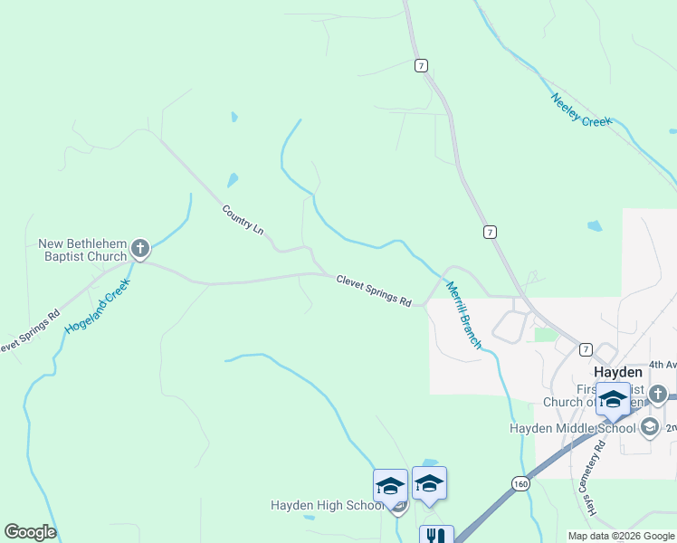 map of restaurants, bars, coffee shops, grocery stores, and more near 1977 Clevet Springs Road in Hayden