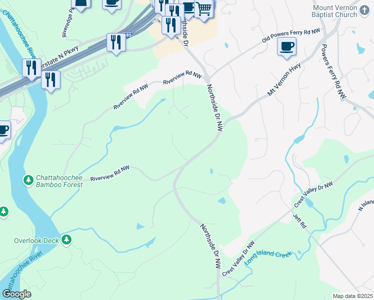 map of restaurants, bars, coffee shops, grocery stores, and more near 5138 Northside Drive Northwest in Atlanta
