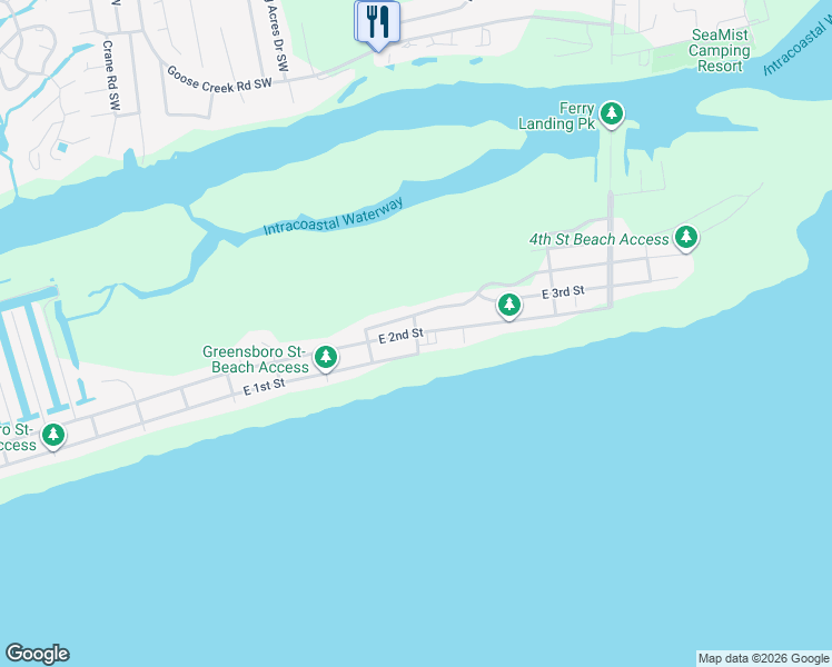 map of restaurants, bars, coffee shops, grocery stores, and more near 383 East 2nd Street in Ocean Isle Beach