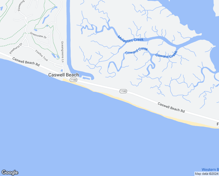 map of restaurants, bars, coffee shops, grocery stores, and more near 749 State Route 1100 in Caswell Beach