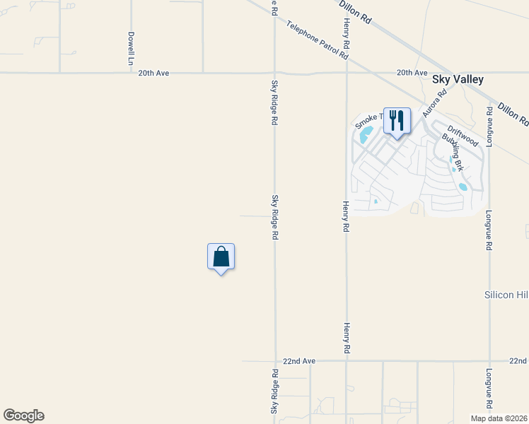 map of restaurants, bars, coffee shops, grocery stores, and more near 20975 Sky Ridge Avenue in Desert Hot Springs
