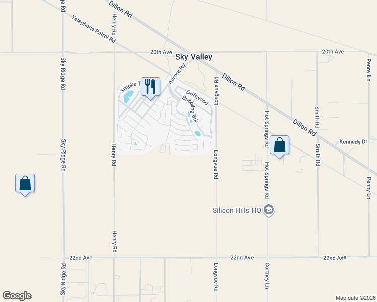 map of restaurants, bars, coffee shops, grocery stores, and more near Cotton Way Street in Desert Hot Springs