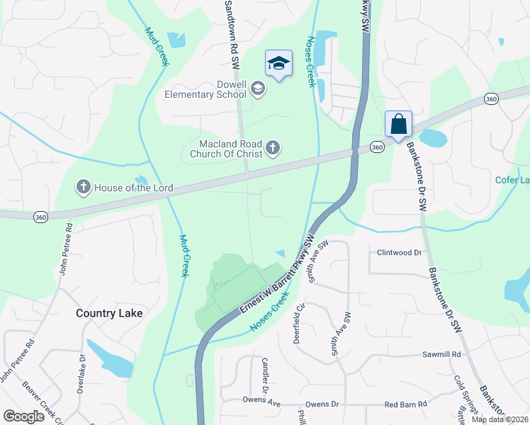 map of restaurants, bars, coffee shops, grocery stores, and more near 2415 Tree Arbor Way in Marietta