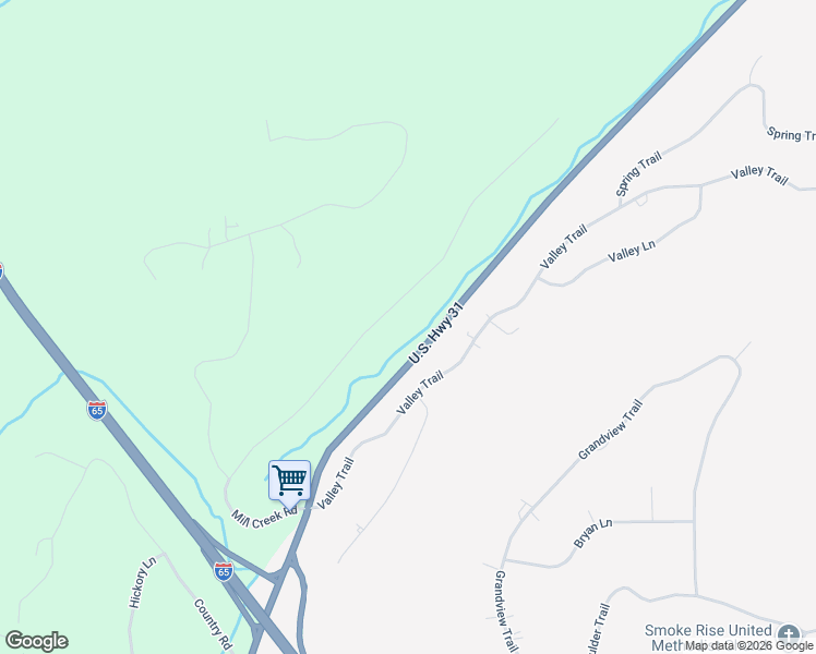 map of restaurants, bars, coffee shops, grocery stores, and more near 850 Mill Creek Road in Warrior