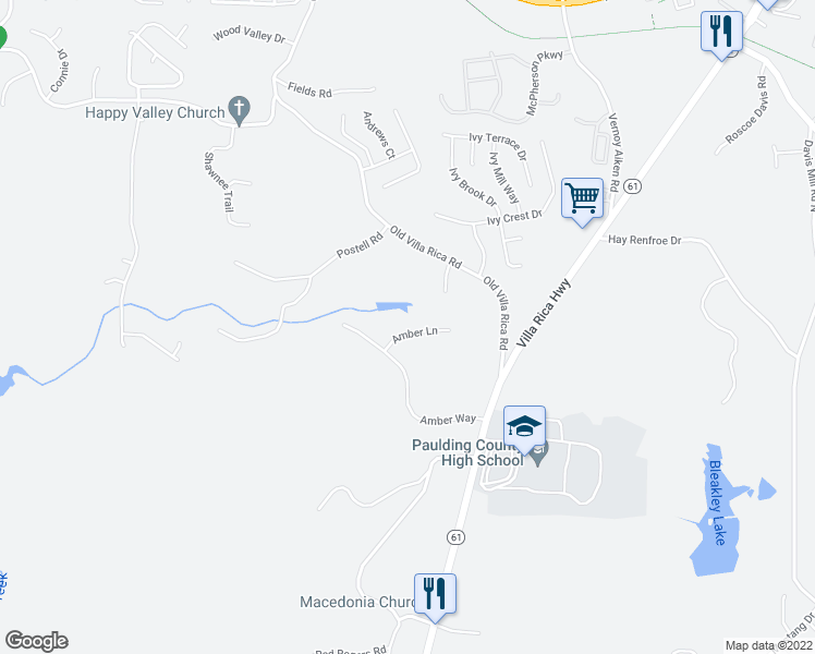 map of restaurants, bars, coffee shops, grocery stores, and more near 65 Amber Lane in Dallas