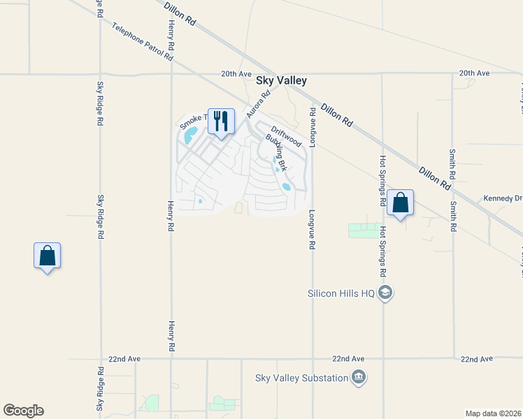 map of restaurants, bars, coffee shops, grocery stores, and more near Cotton Way Street in Desert Hot Springs