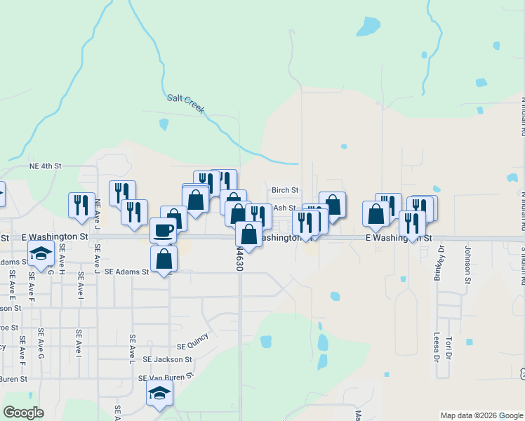 map of restaurants, bars, coffee shops, grocery stores, and more near 105 North Brookwood Drive in Idabel