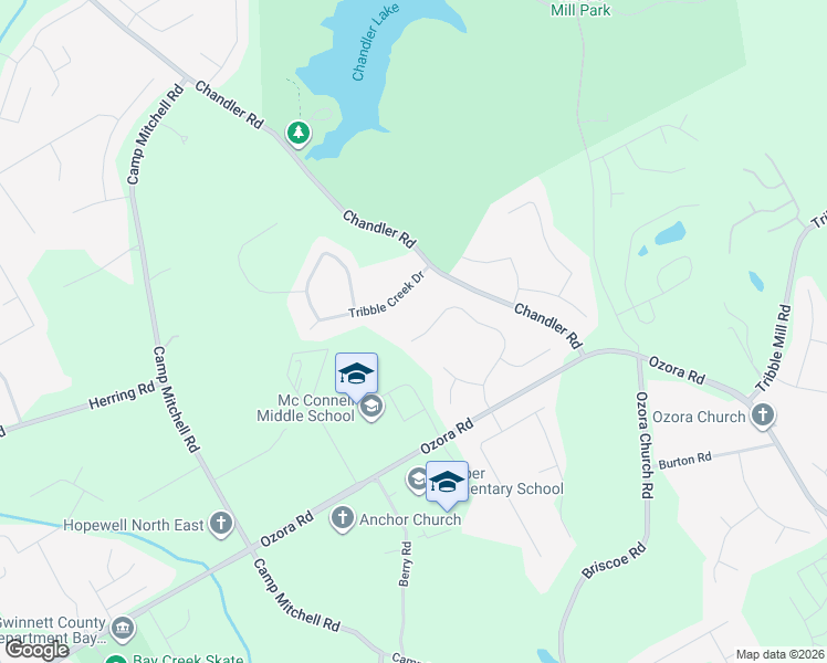 map of restaurants, bars, coffee shops, grocery stores, and more near 2490 Tribble Gates Drive in Loganville