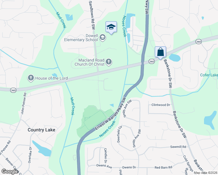 map of restaurants, bars, coffee shops, grocery stores, and more near 2415 Tree Arbor Way in Marietta