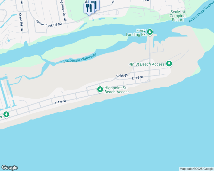 map of restaurants, bars, coffee shops, grocery stores, and more near 397 East 2nd Street in Ocean Isle Beach