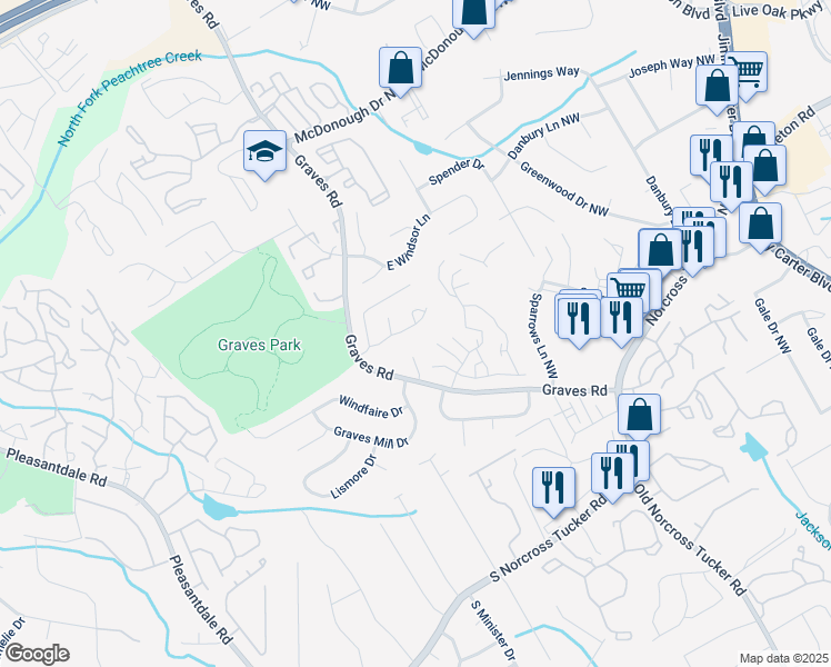 map of restaurants, bars, coffee shops, grocery stores, and more near 6620 Wellington Square in Norcross