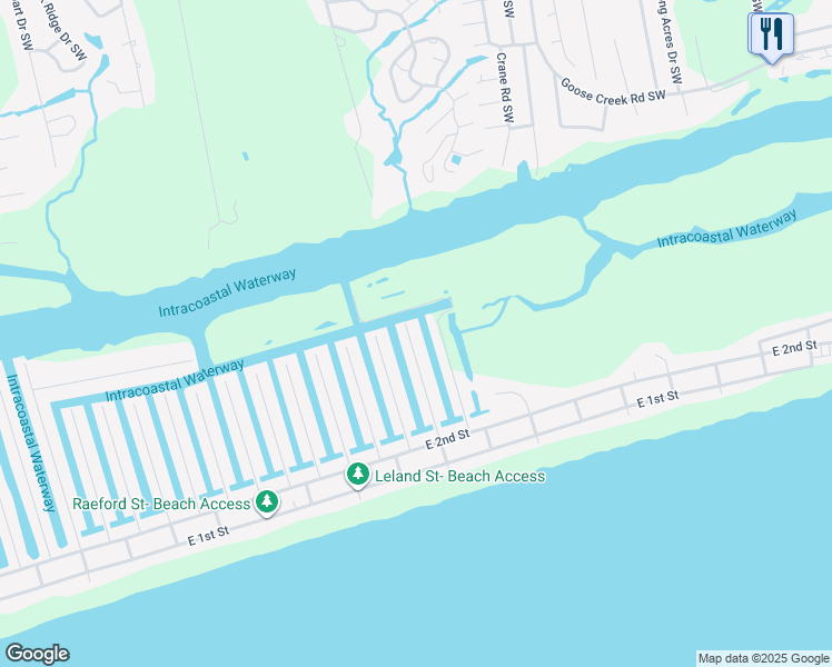 map of restaurants, bars, coffee shops, grocery stores, and more near 44 Goldsboro Street in Ocean Isle Beach