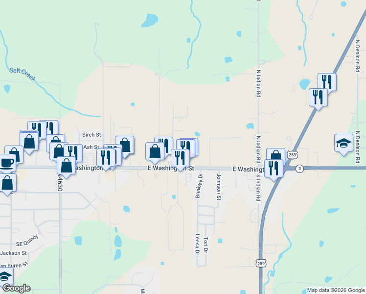 map of restaurants, bars, coffee shops, grocery stores, and more near 2110 Hummingbird Lane in Idabel
