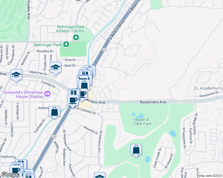 map of restaurants, bars, coffee shops, grocery stores, and more near 2162 Flame Flower Lane in Fullerton