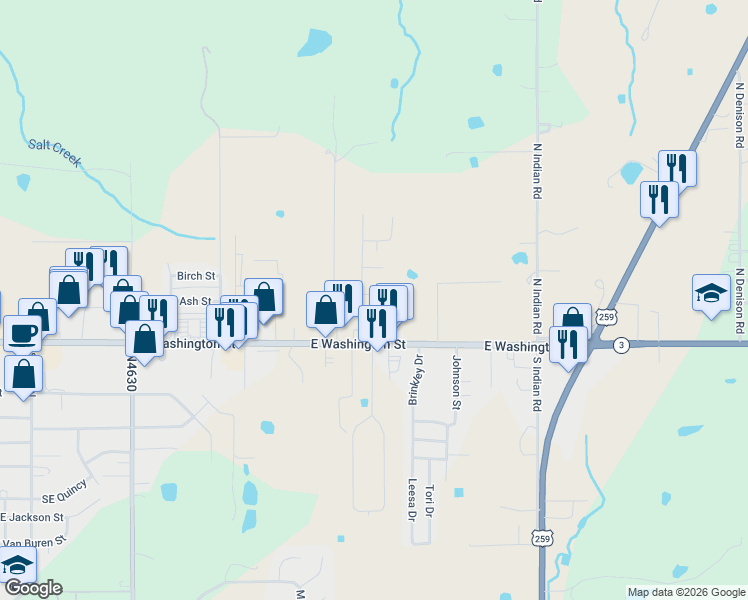 map of restaurants, bars, coffee shops, grocery stores, and more near 2110 Hummingbird Lane in Idabel