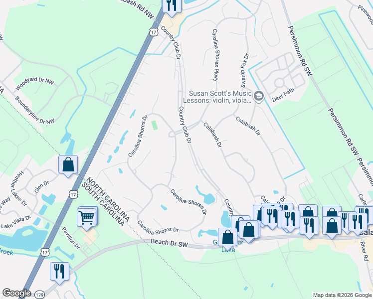 map of restaurants, bars, coffee shops, grocery stores, and more near 37 Gate 6 in Carolina Shores