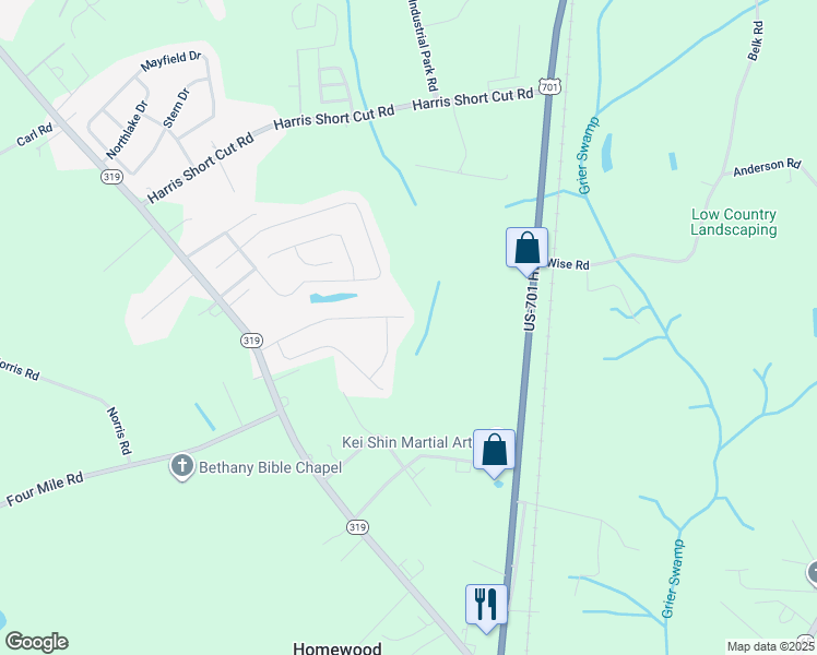map of restaurants, bars, coffee shops, grocery stores, and more near 3679 U.S. 701 in Conway