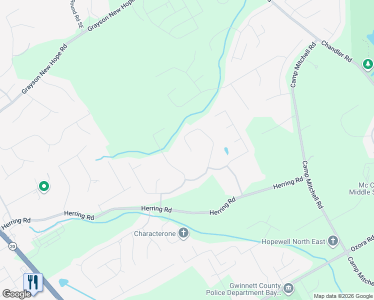 map of restaurants, bars, coffee shops, grocery stores, and more near 355 Amberbrook Circle in Grayson