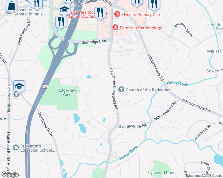 map of restaurants, bars, coffee shops, grocery stores, and more near 535 Telford Place Northeast in Atlanta