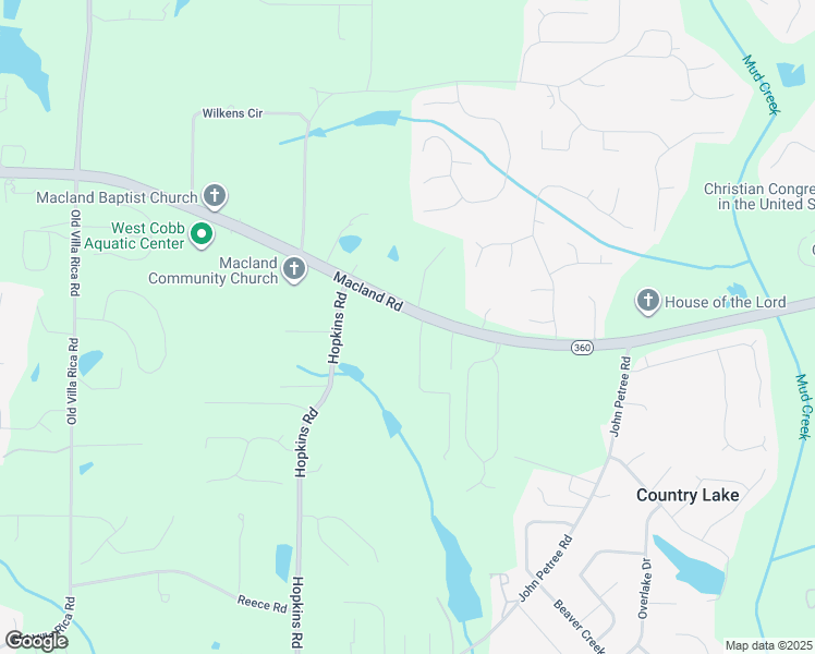 map of restaurants, bars, coffee shops, grocery stores, and more near 3483 Macland Road in Powder Springs