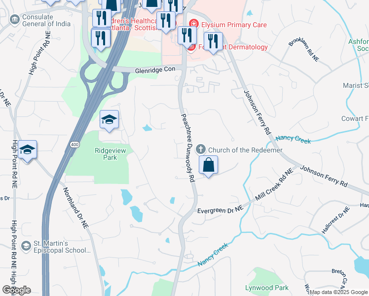 map of restaurants, bars, coffee shops, grocery stores, and more near 535 Telford Place Northeast in Atlanta
