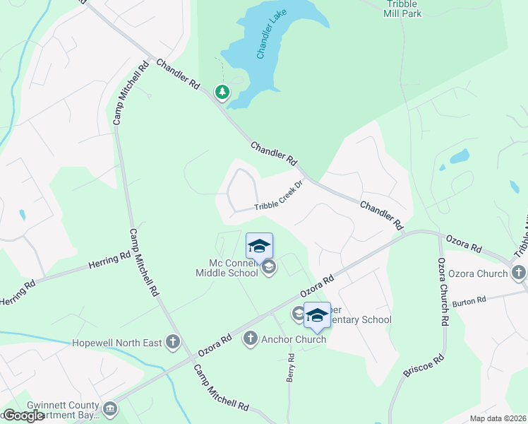 map of restaurants, bars, coffee shops, grocery stores, and more near 585 Tribble Creek Drive in Grayson